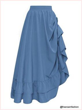 Renaissance Pirate Maxi Skirt for Women A-Line High Waist Layered Medieval